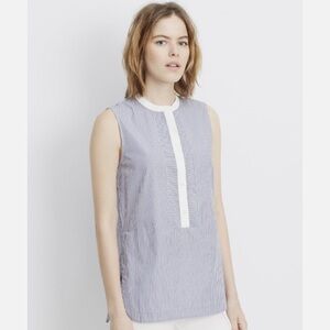 Vince Blue and White Striped Sleeveless Button-Front Top $195 size 10